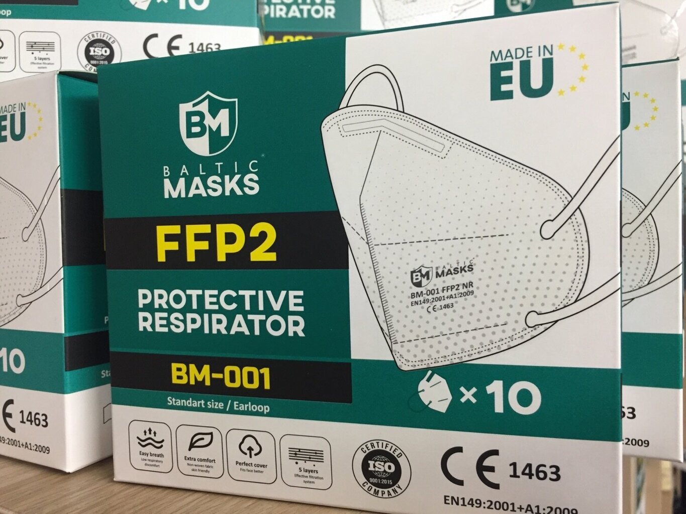 Respiratorius FFP2 Baltic Masks-001 (50 vienetų) kaina ir informacija | Pirmoji pagalba | pigu.lt