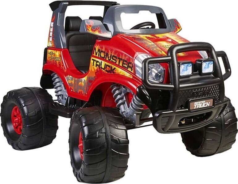 Dvivietis vaikiškas elektromobilis Feber Monster Truck Challenger, 12V , raudonas kaina ir informacija | Elektromobiliai vaikams | pigu.lt