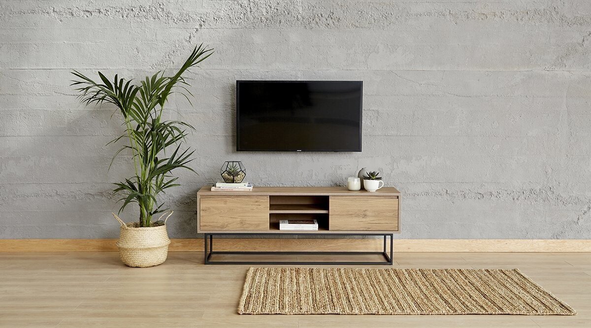 TV staliukas Laxus 140, rudas/juodas kaina ir informacija | TV staliukai | pigu.lt