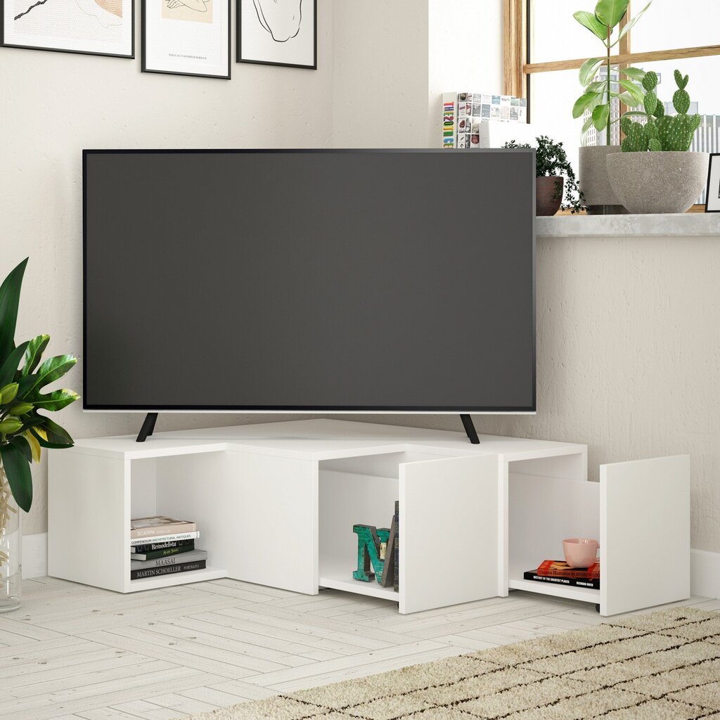 TV staliukas Compact, baltas kaina ir informacija | TV staliukai | pigu.lt