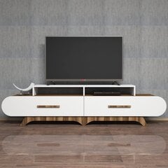 ТВ столик Flora, белый/коричневый цена и информация | Тумбы под телевизор | pigu.lt