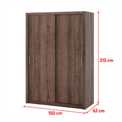 Шкаф Selsey Rinker 150 см, темно-коричневый цена и информация | Шкафы | pigu.lt