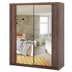 Шкаф с зеркалом Selsey Rinker 180 см, темно-коричневый цена и информация | Шкафы | pigu.lt