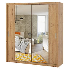 Шкаф с зеркалом Selsey Rinker 200 см, коричневый цена и информация | Шкафы | pigu.lt