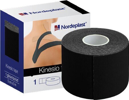 Kineziterapinis pleistras Nordeplast 5cmx5m, juodas, N1 kaina ir informacija | Įtvarai | pigu.lt