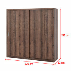 Шкаф Selsey Rinker 220 см, темно-коричневый цена и информация | Шкафы | pigu.lt