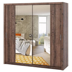 Шкаф с зеркалом Selsey Rinker 220 см, темно-коричневый цена и информация | Шкафы | pigu.lt