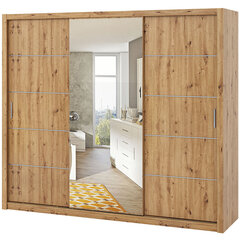 Шкаф с зеркалом Selsey Rinker 250 см, коричневый цена и информация | Шкафы | pigu.lt