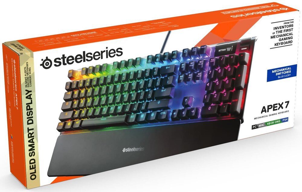 SteelSeries Apex 7 RGB US Gateron Brown Switches kaina ir informacija | Klaviatūros | pigu.lt