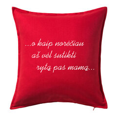 Dekoratyvinė pagalvėlė „Rytas pas mamą“, raudona kaina ir informacija | Originalios pagalvės, užvalkalai | pigu.lt