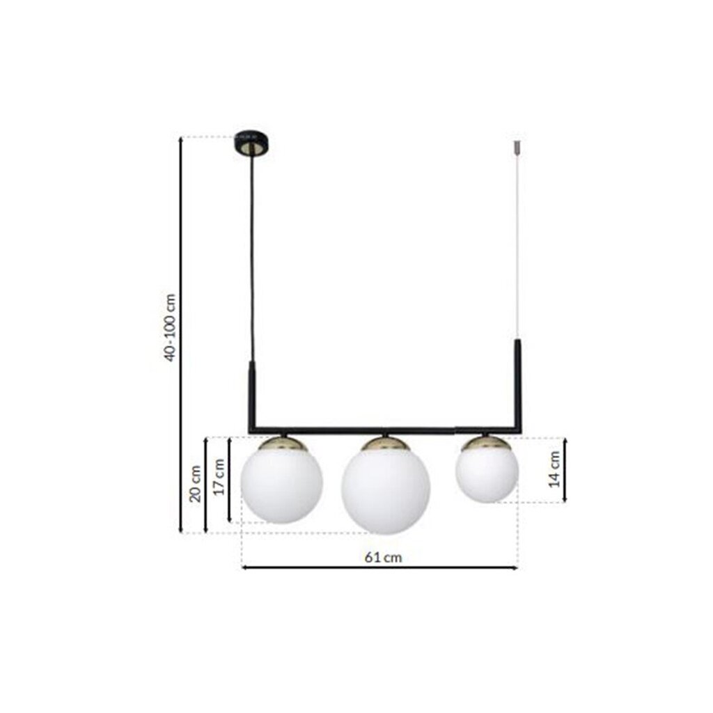 Pakabinamas šviestuvas Milagro SPARTA BLACK / GOLD 3xE14 kaina ir informacija | Pakabinami šviestuvai | pigu.lt