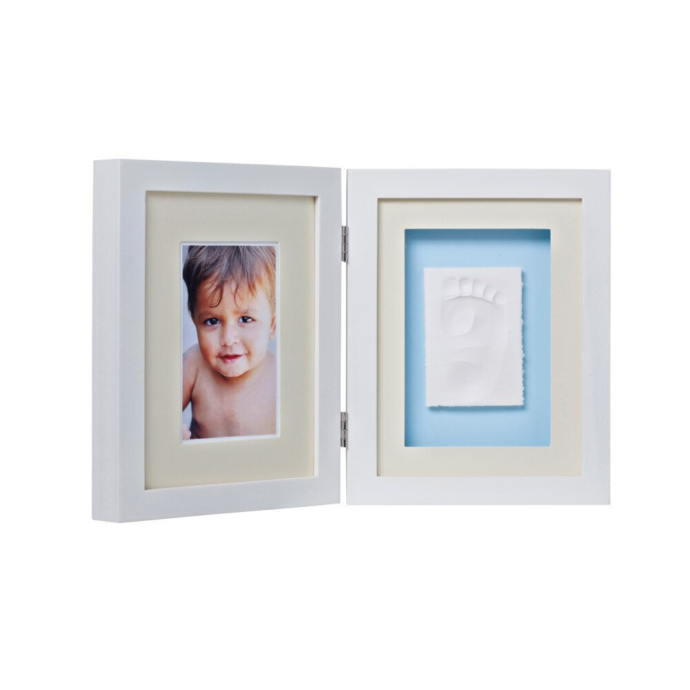 Dvigubas nuotraukų rėmelis su kūdikio įspaudu Baby Memory Print, baltas kaina ir informacija | Antspaudai kūdikiams | pigu.lt