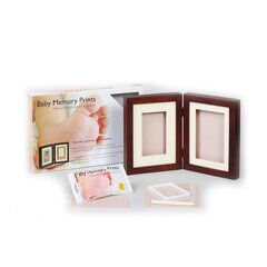 Dvigubas nuotraukų rėmelis su kūdikio įspaudu Baby Memory Print, rudas kaina ir informacija | Antspaudai kūdikiams | pigu.lt