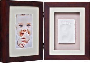 Двойная рамка для фотографии и слепков ручки или ножки ребенка Baby Memory Print, коричневая цена и информация | Отпечатки для младенцев | pigu.lt