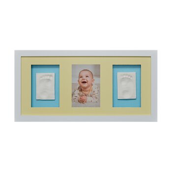 Тройная рамка для фотографии и слепков ручки или ножки ребенка Baby Memory Print, белая цена и информация | Отпечатки для младенцев | pigu.lt