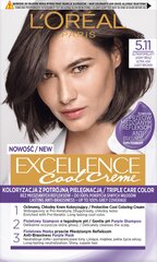 Plaukų dažai L'Oréal Paris Excellence Cool Creme, 5.11 Ultra Šviesi pelenų atspalvio brunetė kaina ir informacija | L'Oréal Paris Plaukų priežiūrai | pigu.lt