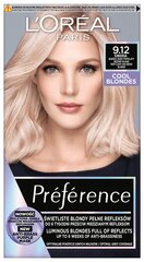 Стойкая краска для волос L'Oréal Paris Preference, 9.12 Siberia цена и информация | Краска для волос | pigu.lt