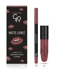 Набор макияжа для губ Golden Rose Longstay matte Lipkit Rose Taupek: жидкая матовая помада Longstay Liquid Matte No. 20 5,5 г + карандаш для губ Dream Lips Liner No. 510 1,6 г цена и информация | Помады, бальзамы, блеск для губ | pigu.lt