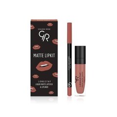 Lūpų makiažo rinkinys Golden Rose Longstay matte Lipkit Warm Sable: matiniai skysti lūpų dažai Longstay Liquid Matte Nr 16 5,5 g + lūpų pieštukas Dream Lips Liner Nr 531 1,6 g kaina ir informacija | Lūpų dažai, blizgiai, balzamai, vazelinai | pigu.lt