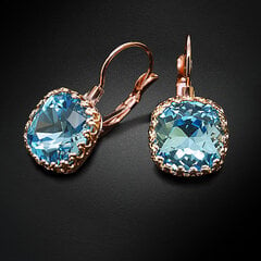 Auskarai moterims DiamondSky „Vintage V (Aquamarine Blue)“ su Swarovski kristalais kaina ir informacija | Auskarai | pigu.lt