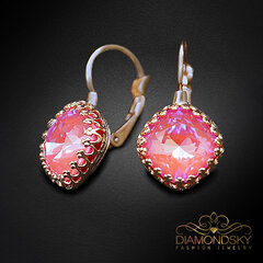 Auskarai moterims DiamondSky „Vintage IV (Lotus Pink DeLite)“ su Swarovski kristalais kaina ir informacija | Auskarai | pigu.lt