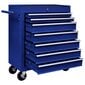 Dirbtuvės įrankių vežimėlis, mėlynas, 7 stalčiai kaina ir informacija | Įrankių dėžės, laikikliai | pigu.lt
