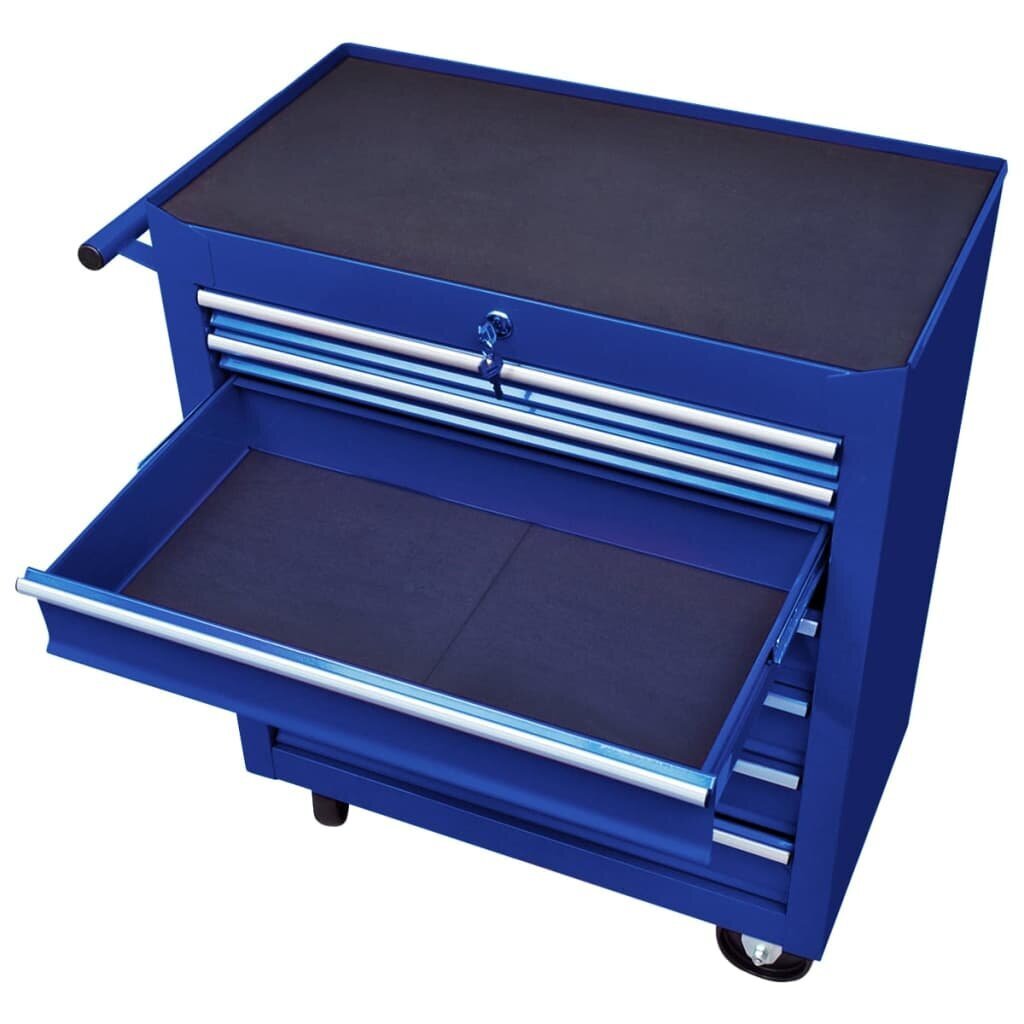 Dirbtuvės įrankių vežimėlis, mėlynas, 7 stalčiai kaina ir informacija | Įrankių dėžės, laikikliai | pigu.lt