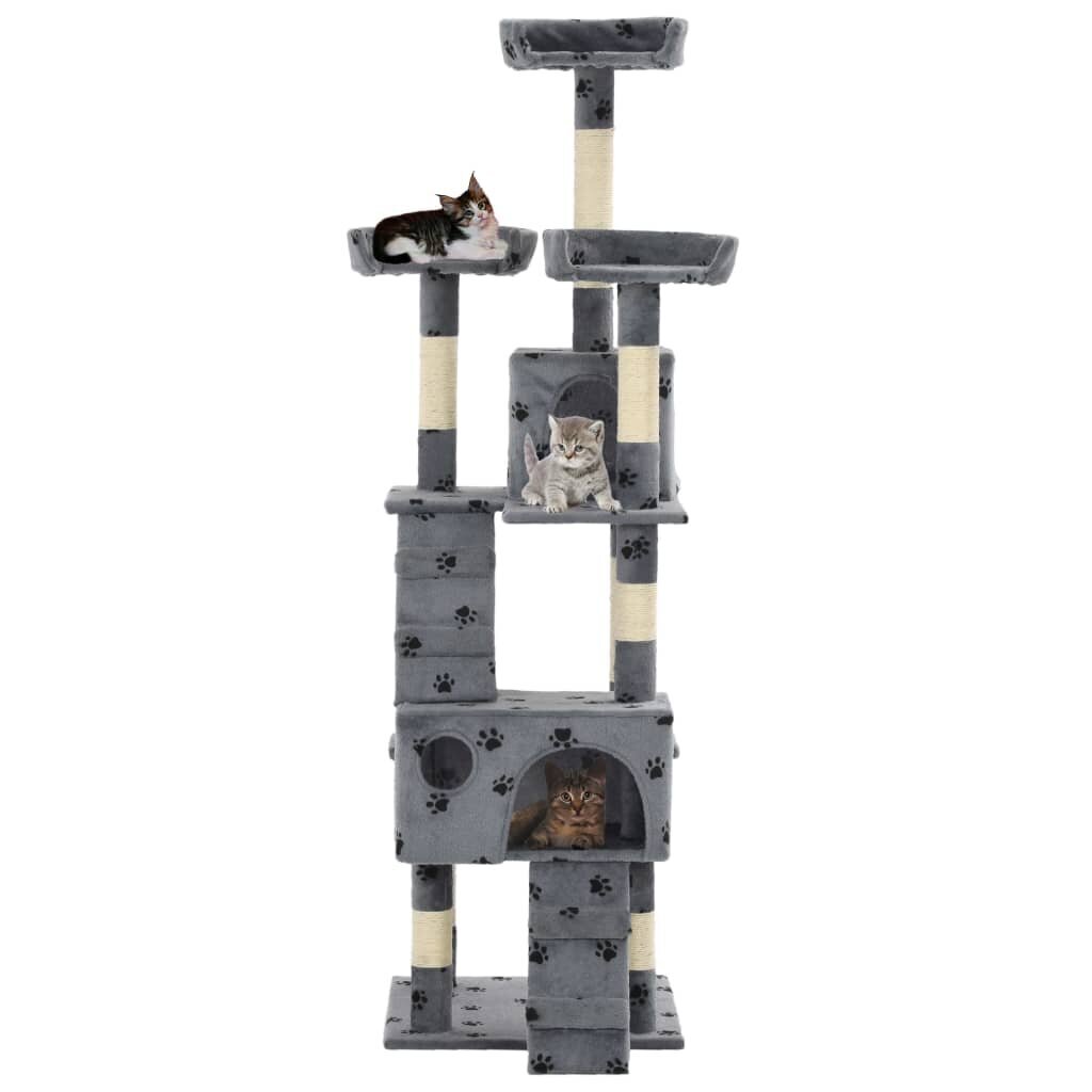 Draskyklė katėms su stovu iš sizalio, 170cm, pilkos spalvos pėdutėmis цена и информация | Draskyklės | pigu.lt