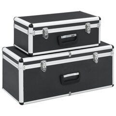 vidaXL Dėžės daiktams, 2 vnt., juodos spalvos, aliuminis  kaina ir informacija | Įrankių dėžės, laikikliai | pigu.lt