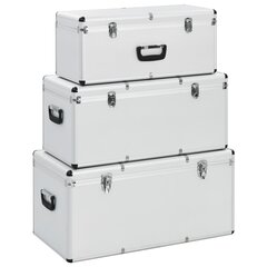 Dėžės daiktams, 3 vnt., sidabrinės spalvos, aliuminis kaina ir informacija | Įrankių dėžės, laikikliai | pigu.lt