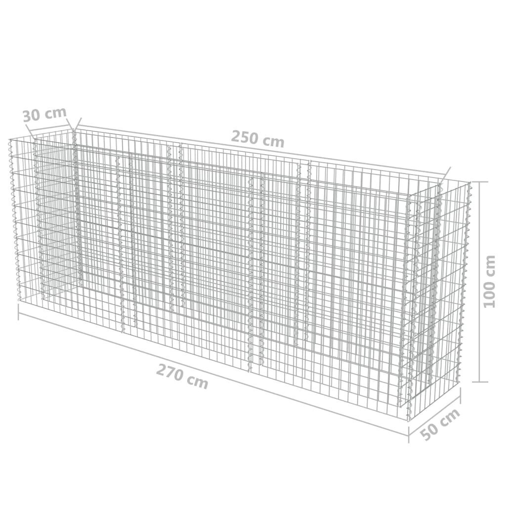 Gabiono vazonas, galvanizuotas plienas, 270x50x100cm, aukštas kaina ir informacija | Vazonai | pigu.lt