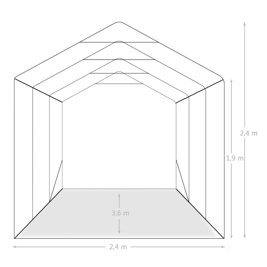 Garažas-palapinė, žalias, 2,4x3,6m, PVC (310026+310027) kaina ir informacija | Pavėsinės | pigu.lt