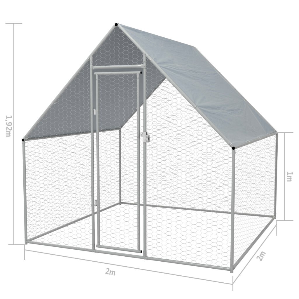 Lauko narvas viščiukams, cinkuotas plienas, 2x2x2 m kaina ir informacija | Inkilai, lesyklėlės, narvai | pigu.lt