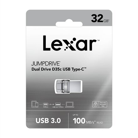 Lexar DualType USB 3.0 32GB kaina ir informacija | USB laikmenos | pigu.lt