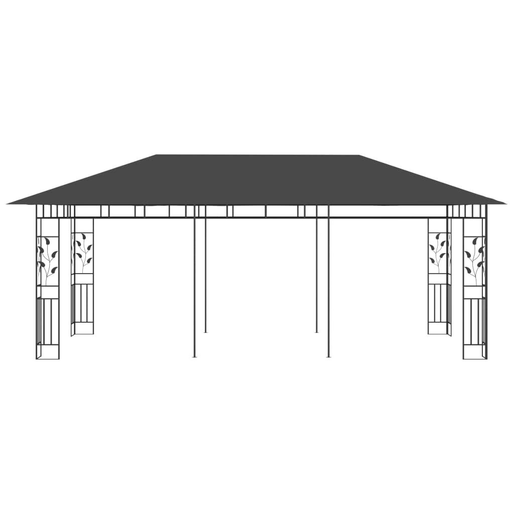 Pavėsinė su tinkleliu nuo uodų, 6x3x2,73 m, pilka цена и информация | Pavėsinės | pigu.lt