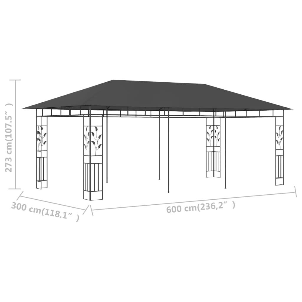 Pavėsinė su tinkleliu nuo uodų, 6x3x2,73 m, pilka цена и информация | Pavėsinės | pigu.lt