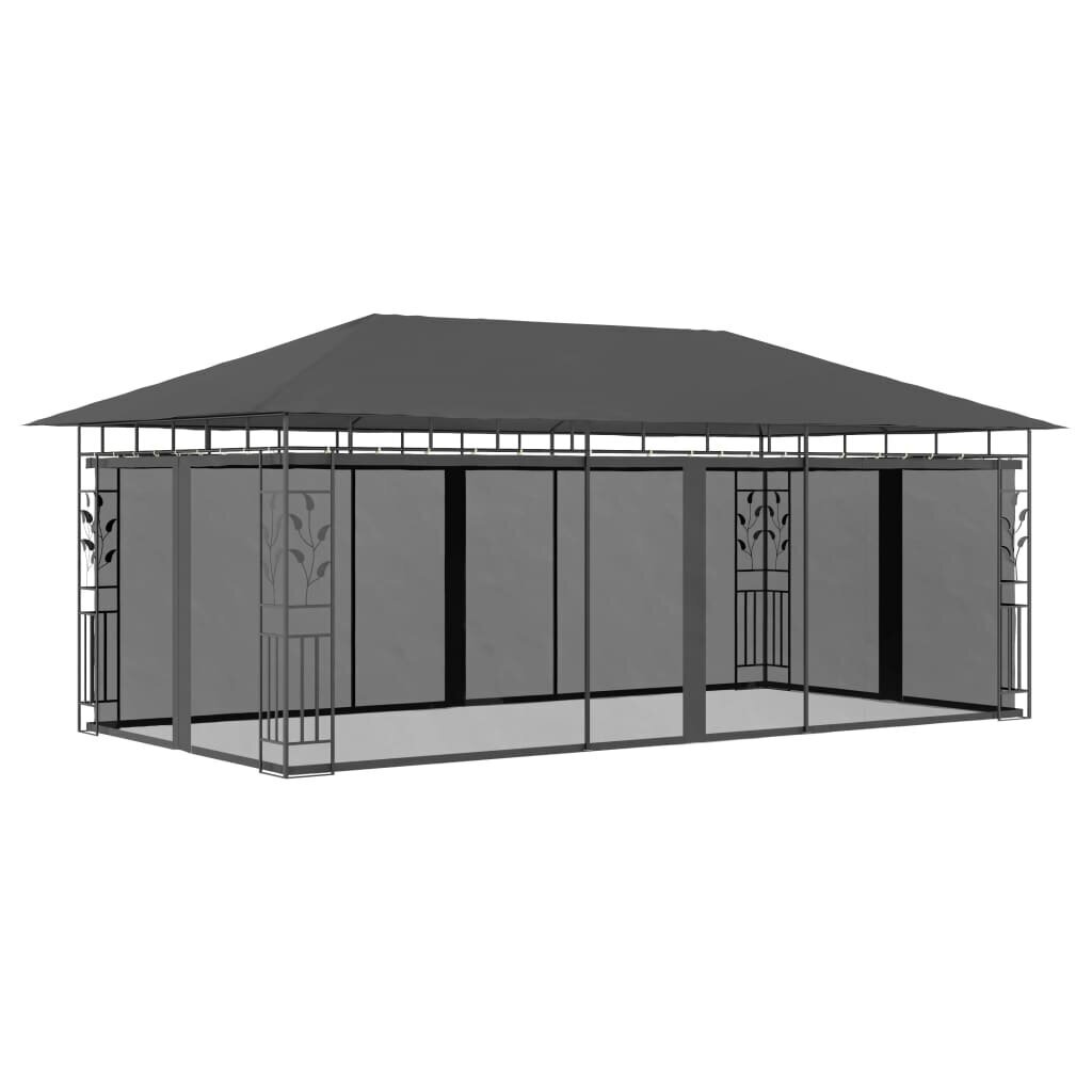 Pavėsinė su tinkleliu nuo uodų, 6x3x2,73 m, pilka цена и информация | Pavėsinės | pigu.lt