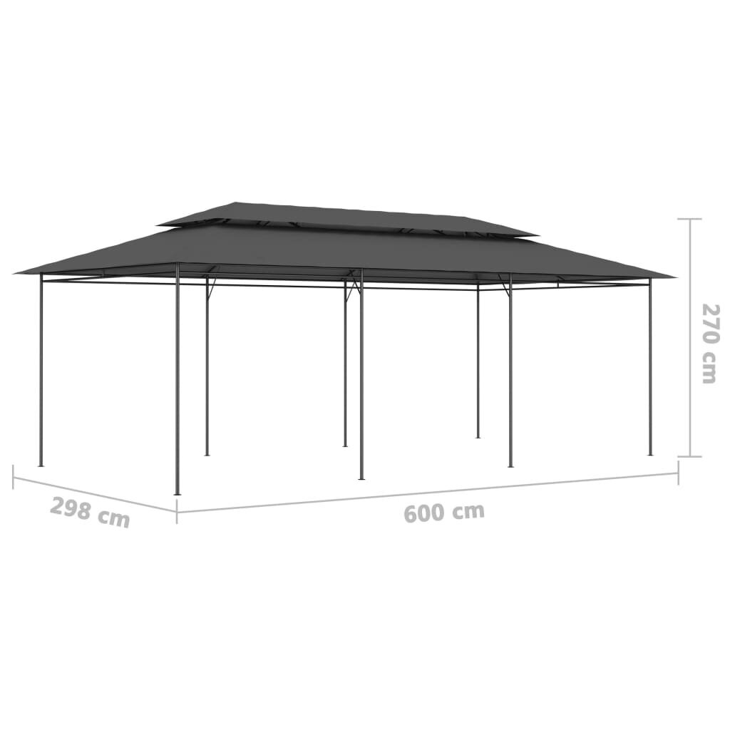 Pavėsinė VidaXL, 600x298x270 cm, pilka kaina ir informacija | Pavėsinės | pigu.lt