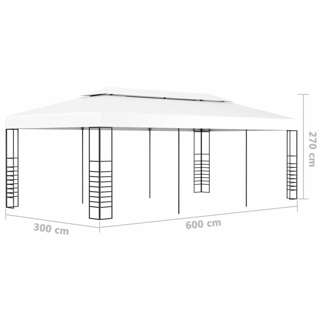 Pavėsinė VidaXL, 600x300 cm, balta kaina ir informacija | Pavėsinės | pigu.lt