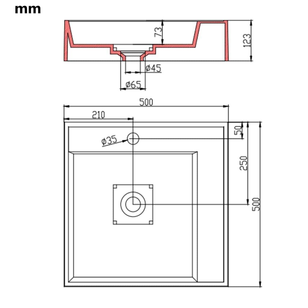 Praustuvas 500x500, baltas kaina ir informacija | Praustuvai | pigu.lt