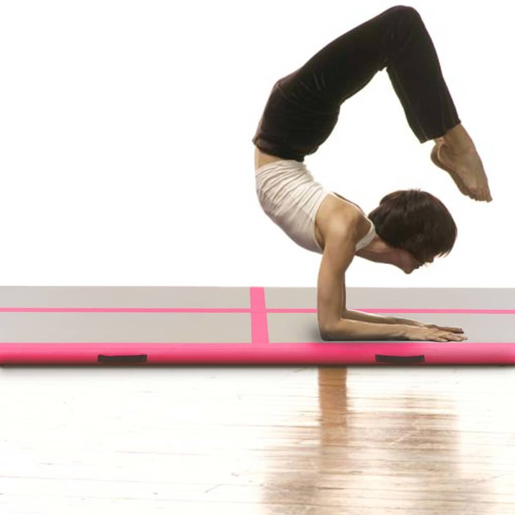Pripučiamas gimnastikos kilimas su pompa, 300x100x10 cm, rožinis kaina ir informacija | Pripučiami čiužiniai ir baldai | pigu.lt