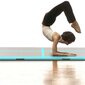 Pripučiamas gimnastikos kilimėlis su pompa, žalios spalvos, 300x100x10cm, pvc kaina ir informacija | Kilimėliai sportui | pigu.lt