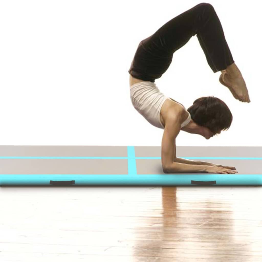 Pripučiamas gimnastikos kilimėlis su pompa, žalios spalvos, 500x100x10cm, pvc цена и информация | Kilimėliai sportui | pigu.lt