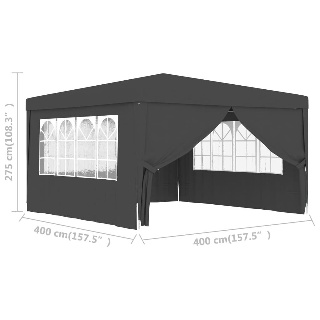 Proginė palapinė su šoninėmis sienomis, 4x4 m, pilka kaina ir informacija | Pavėsinės | pigu.lt