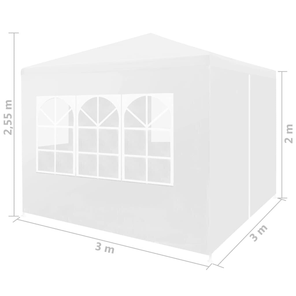 Proginė palapinė, 3x3 m, balta цена и информация | Pavėsinės | pigu.lt