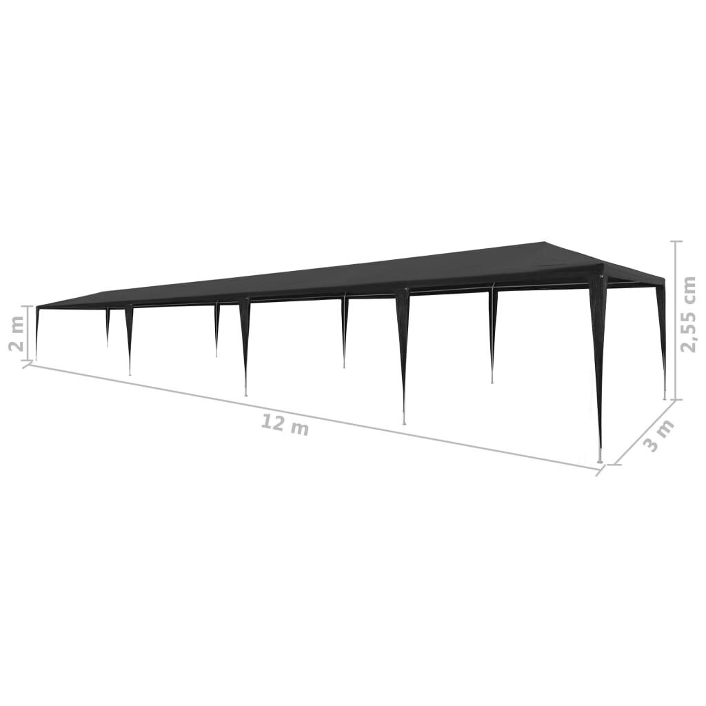 Proginė palapinė, 3x12 m, pilka kaina ir informacija | Pavėsinės | pigu.lt