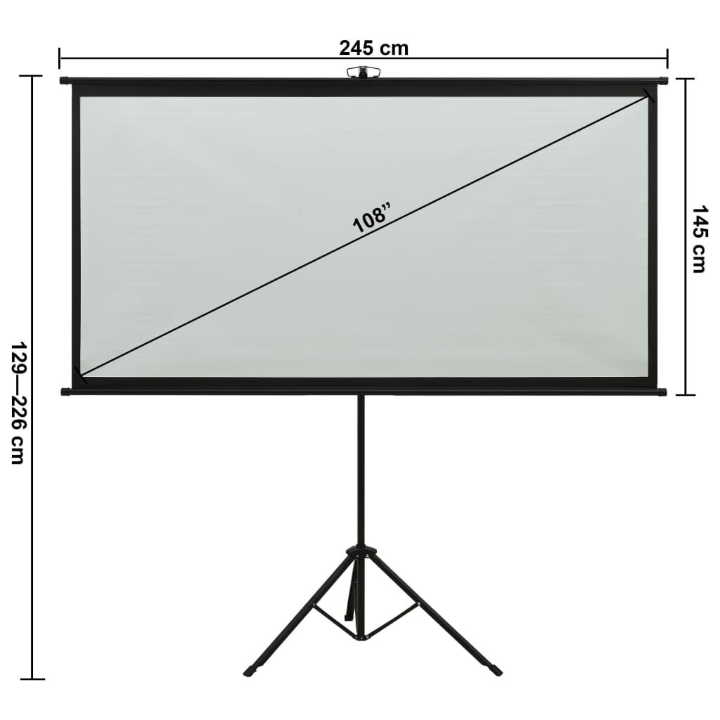 Projektoriaus ekranas su trikoju, 108", 16:9 цена и информация | Projektorių ekranai | pigu.lt