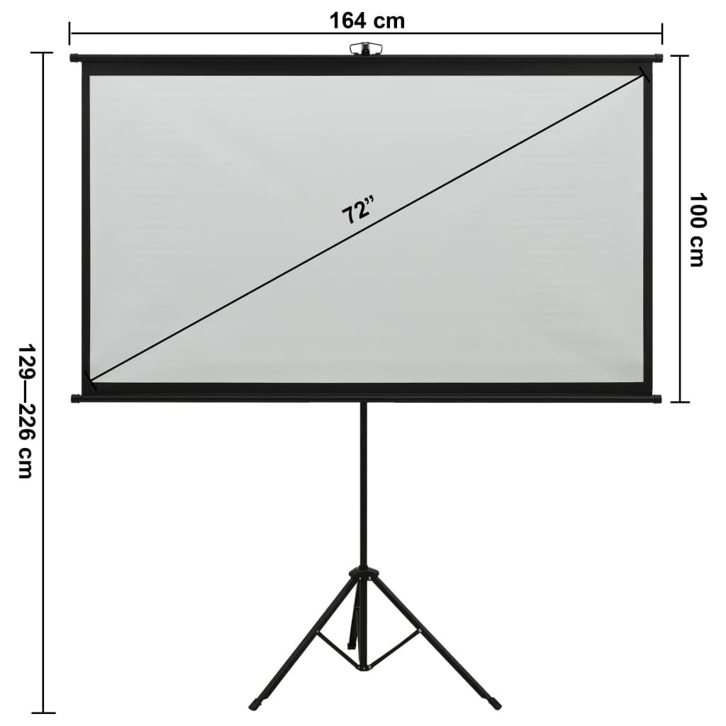 Projektoriaus ekranas su trikoju, 72", 16:9 kaina ir informacija | Projektorių ekranai | pigu.lt