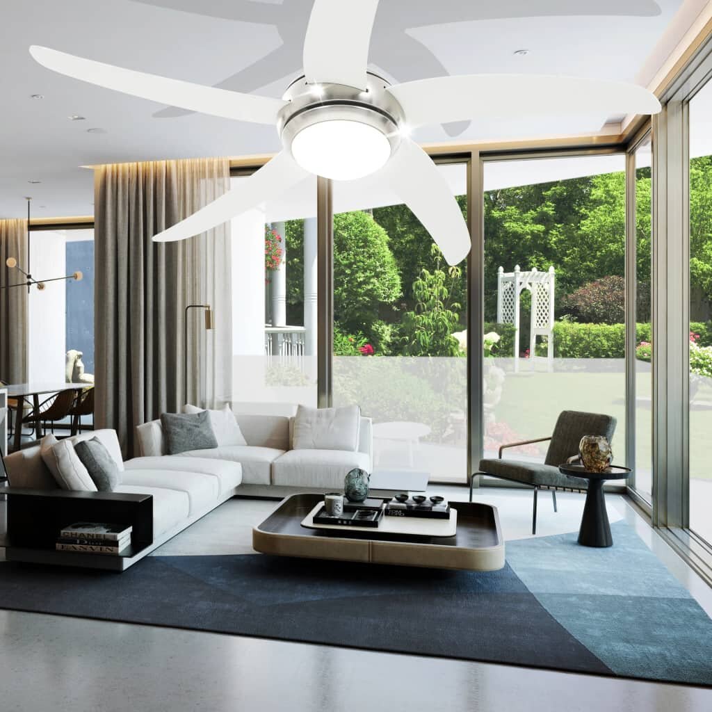 Lubų ventiliatorius su šviesele, 128cm, baltas цена и информация | Ventiliatoriai | pigu.lt