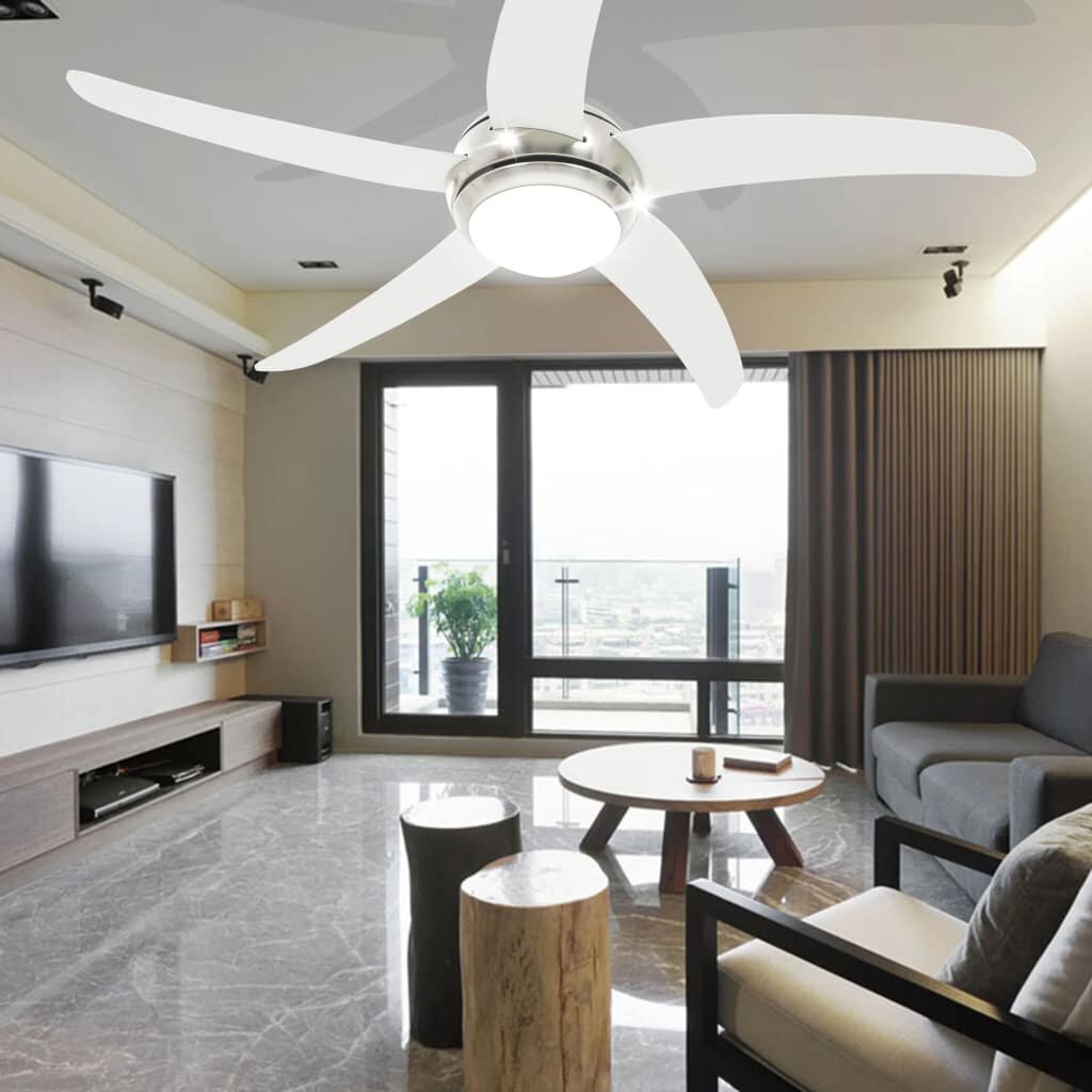 Lubų ventiliatorius su šviesele, 128cm, baltas цена и информация | Ventiliatoriai | pigu.lt